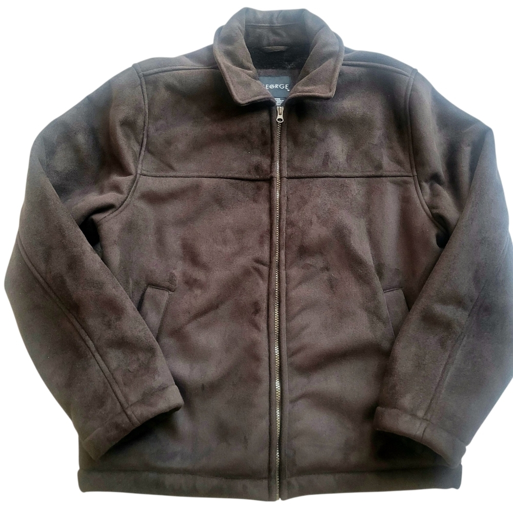 Like New Faux Suede George Jacket Chocolate Brown Men's Size M - Picture 2 of 7